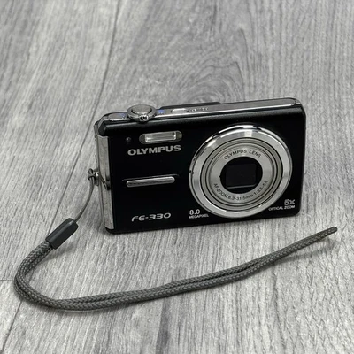 Olympus FE-330 Digital Camera 8.0MP 5x Zoom Black Tested Working NO BATTERY - Image 1 of 4