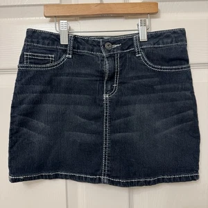 Riders by Lee Girls Sz 14R Dark Denim Y2K Mini Skort Skirt Adjustable Waist Tabs - Picture 1 of 8