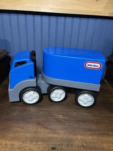 Vintage 2004 Little Tikes Blue 13.5" Toy Semi Truck Tractor Trailer Hard To Find - Picture 1 of 4