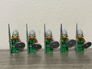 5 Lego Forest Men Spearmen Knight Minifigures - Picture 1 of 3