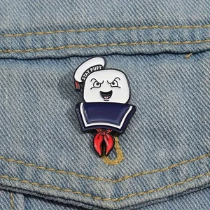 Stay Puft Marshmallow Man Enamel Lapel Pin Ghostbusters 80s Retro New - Picture 1 of 3