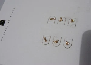 Topshop House of Freedom Gold Plated 3 Pairs Stud Diamante Premium Earrings NEW - Picture 1 of 4