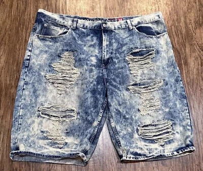 Lion Dynasty Denim Shorts Men’s 50 Slim Acid Wash Distressed Street Wear Hip-hop - Image 1 of 4