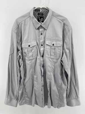 Marc Ecko Long Sleeve Button Up Shirt Mens Size XXL 2XL Light Gray Fast Shipping - Image 1 of 4