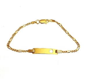 Brazalete de identificación infantil de plata de ley chapado en oro de 9 quilates - CAJA DE REGALO - Imagen 1 de 1