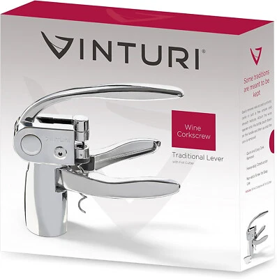Vinturi Traditional Lever Wine Opener Includes Foil Cutter, Silver V9030 - Image 1 of 3