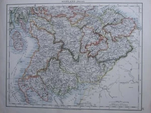 1916 MAPA ~ ESCOCIA SUR ~ DUMFRIES KIRKCUDBRIGHT AYR LANARK BERWICK HADDINGTON - Imagen 1 de 1