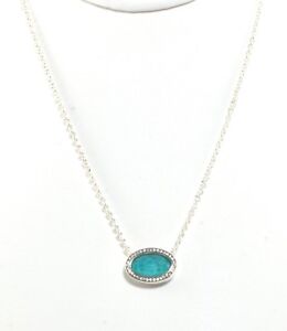 IPPOLITA Sterling Silver Quartz Turquoise Diamond Oval Stella Pendant Necklace 