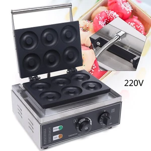 Waffle Donut Maker Machine Black Commercial Nonstick 6 Slots Double Side Heating - Imagen 1 de 8