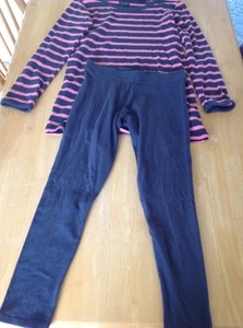 NEXT Blue & Pink Stripey Top & leggings Set Age 12 - Picture 1 of 3