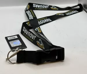 NFL Jacksonville Jaguars on Black Lanyard Detachable Keyring 23"X3/4" NEW - Picture 1 of 3