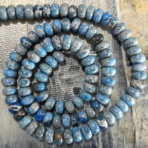 Natural Imperial Jasper, Rondelle, 6x4mm, Royal Blue, Approx 105pce. - Bild 1 von 3