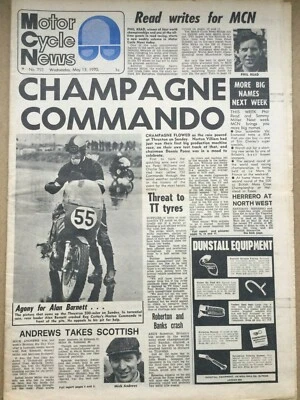 Motor Cycle News - 13 May 1970 - Champagne Commando - Vintage Newspaper - Image 1 of 3