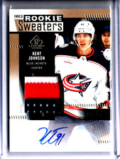 2022-23 SP GAME USED KENT JOHNSON INKED ROOKIE SWEATERS # 08/25