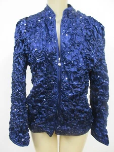 ADRESSING WOMAN MIDNIGHT SEQUIN EMBELLISHED CRINKLE STRETCH JACKET SIZE L - NWT - Picture 1 of 6