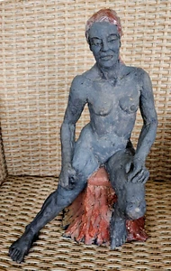 Signed SHERRI CAVAN Nude Naked Black Woman Female Figure Fine Art Clay Sculpture - Picture 1 of 15