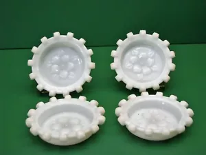 Vintage Hazel Atlas Apple blossom Dogwood coaster ashtray set of 4 Milk Glass - Picture 1 of 4