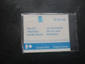 canada set 4 inscription corner blocks of 4 scott #1221 mint never hinged - Picture 1 of 2