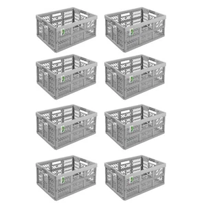 8x Keeeper Klappkorb Ergonomische Griffe, 45L, Silberfarben, bis 50kg Belastung - Bild 1 von 7