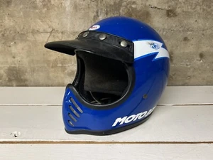 RARE Vintage 1980's BELL MOTO 3 Motorcycle Helmet BLUE JT Lightning Sticker ECHO - Picture 1 of 12