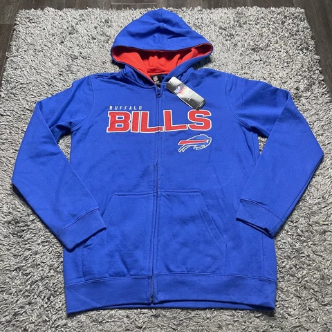 Buffalo Bills Sweatshirt Youth Large Blue Red Full Zip Hoodie NFL Football Cover