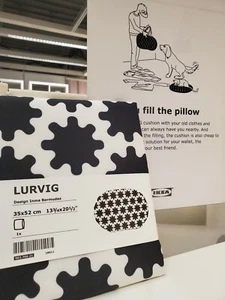 New IKEA LURVIG Pet Bed Cover Cat Dog Black White Polyester zip 13x20" Washable - Picture 1 of 6