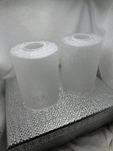 2 Pack ✨White Linen Glass Lamp Shade Replacement Globe Covers For Light Fixture - Picture 1 of 6