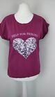 Help For Heroes Womens Pink T Shirt Tee Shirt Sequin Heart 100% Cotton Size 10