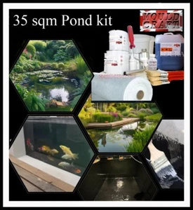 Kit de estanque de fibra de vidrio de 35 metros², resina de poliéster, tejido, capa superior negra, estera - Imagen 1 de 3