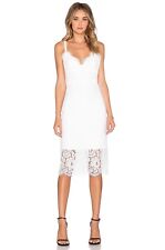 KEEPSAKE Delicate Lace Midi Bodycon Dress Ivory White Bridal Sm Retail $170