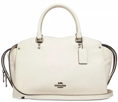 Nuevo Bolso Coach Drew en Cuero Guijarro Detalle Piel de Serpiente 67710 Plata Tiza Foto 1 de 4