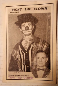 Lot 18: 1960 Advertising postcard Detroit TV / Circus Ricky the Clown Troy MI - Picture 1 of 2