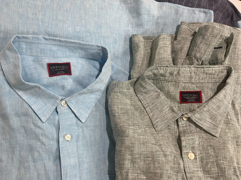 UNTUCKit Men's blue and green 100% linen long sleeve lot of 2 shirts 3XL XXXL - Image 1 of 4