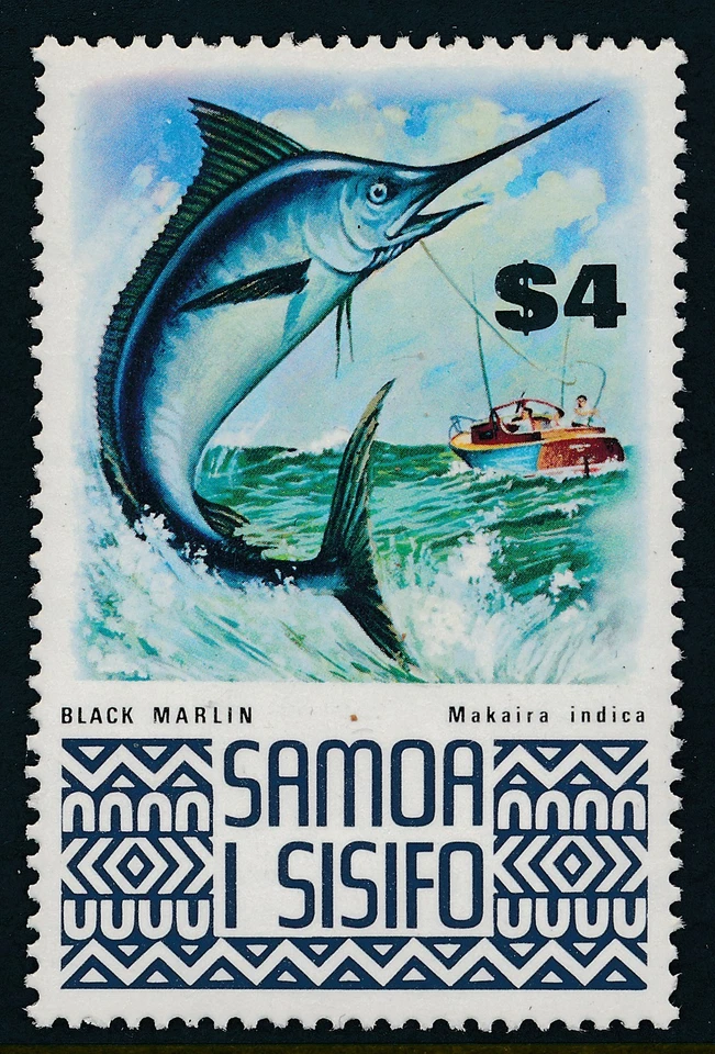 Samoa Fauna Definitives 1974 $4 marlín negro fino como nuevo MNH Foto 1 de 1