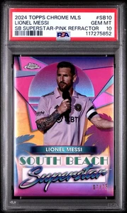 2024 Topps Chrome MLS #SB10 Lionel Messi Sb Superstar Pink 07/75 - PSA 10 GEM MT - Picture 1 of 2