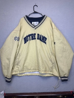 Chaqueta Notre Dame Lucha Irlandesa Para Hombres XXL Amarilla NCAA Fútbol Pullover Campeón Foto 1 de 4