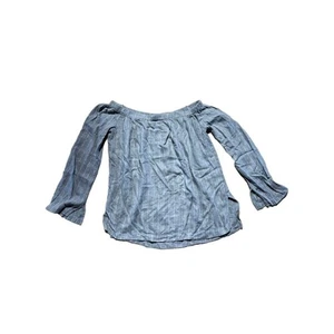 Anthropologie Cloth & Stone Brand Gray/White Striped Flannel off shoulder - XS - Picture 1 of 5