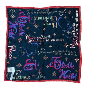 NWT Collection XIIX Christmas Scarf 100% Silk Square Bandana Holiday Cheer - Picture 1 of 8