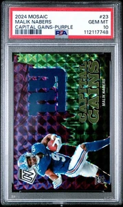 2024 Panini Mosaic Capital Gains Malik Nabers Rc 23 Purple Prizm 6/49 PSA 10 GEM - Picture 1 of 2
