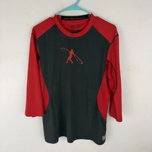 Nike Pro Combat 3/4 Sleeve Baseball Shirt Red Gray Ken Griffey Jr Fitted Large - Picture 1 of 4