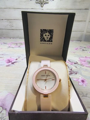 Anne Klein Ceramic Collection  Watch 31mm Pink Rose Gold  Crystal New Battery 7" - Image 1 of 4