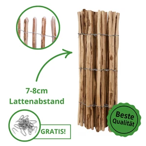Staketenzaun Gartenzaun 7/8 Holzzaun Zaunlatte Haselnussholz 35-120cm - Bild 1 von 14