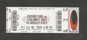 Chicago CUBS vs Cincy Reds full ticket 7/2/10 Joey Votto career home run # 72 - Picture 1 of 2