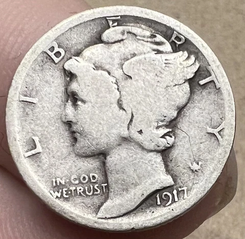 1917-S Mercury Dime Very Good Circulated Condition #MD25 Cover