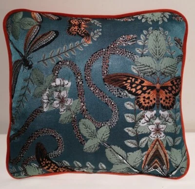 Funda de cojín Wedgwood EMERALD FOREST VERDE AZULADO JACQUARD. Hecho a mano y precioso Foto 1 de 4