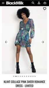 Blackmilk KLIMT COLLAGE PINK SHEER ROMANCE DRESS - LIMITED (XXS) - Picture 1 of 3
