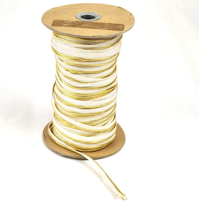 Gold Piping Trim Metallic Welting Cording Tape Bulk Lot of 73 Yards 3 pieces VTG - Image 1 of 4