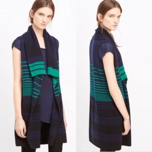 W383 NEU MIT ETIKETT VINCE WOLLE KASCHMIR GRAFIK DRAPIERT DAMEN WESTE CARDIGAN GRÖSSE L $ 375 - Bild 1 von 1
