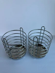 Set of 2 Spectrum Pantry Works Big Utensils Holder Stainless Steel Heavy Round - Picture 1 of 3