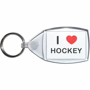 Hockey I Love Heart Clear Plastic Key Ring (S, M or L) - Foto 1 di 8